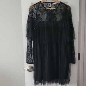 Zara Black Lace Long Sleeve Dress